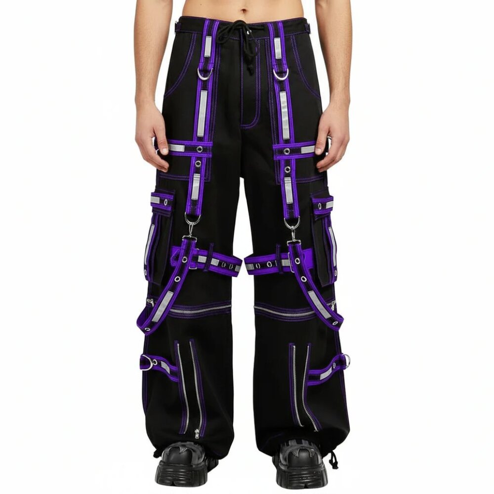 Mens Extreme Bondage Gothic Electro Reflector Black/purple Pant Shorts Usa Regul